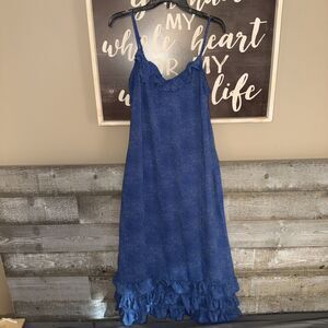 PINCH Sheer Slip Dress Sz M Blue White Poka Dot Babydoll Flowy Whimsy ￼